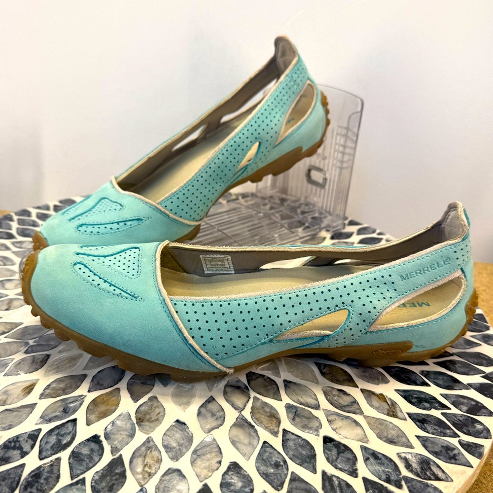 Merrell Oceania turquoise nubuck Flats Sporty Slip-On Loafers 8